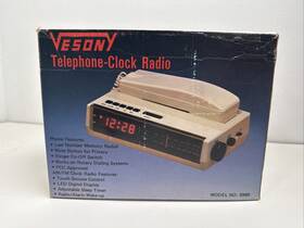 398b Vesony Vintage Am/fm Telephone Clock Radio Model - Brown Color