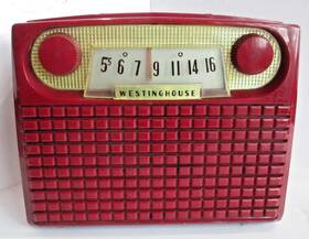 H-405p5 Westinghouse Vintage 1950s Model Portable Tube Radio Cherry Red C42
