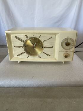 H-544t5a Westinghouse Vintage 1959 Clock Am Radio Ivory H544t5a Working Mcm H-544t5a Westinghouse Vintage 1959 Clock Am Radio Ivory H544t5a Working Mcm