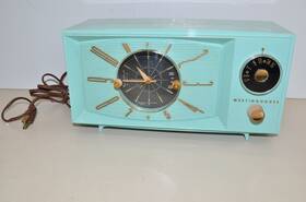 H671t5 Westinghouse Vintage 1959 Clock Am Radio Turquoise Blue Working