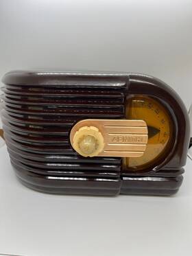 6d311 Zenith Vintage 1939 Tube Art Deco Radio Model Bakelite Case