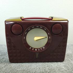 H401 Zenith Portable Tube Radio Am Red Owl Eyes Vintage 1950s Rare Working