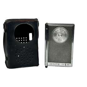 8xt55z9 Zenith R25w1 Vintage Am- Fm Transistor Pocket Radio With Case - Tested