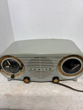 R-515g Zenith R515g Vintage 50 S Model Tube Art Deco Owl Eye Am Clock Radio Works