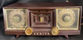 R519r Zenith Model Clock Radio Bakelite Brown Vintage 1950s Works Needs Tlc