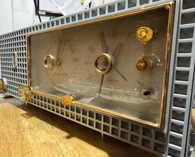 S-24554 Zenith Vintage Tube Am Clock Radio Telechron Alarm Mid Century Modern