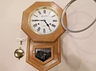 Vtg Montgomery Ward Solid Oak 30 Day Clock Wall W/ Key Works Mcm Lcm. Fixed Price $70.00.