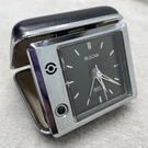 Vtg Bulova Travel Alarm Clock Light Black Japan Foldaway Case Battery Works *. Fixed Price $17.88.