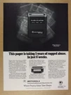 1983 Motorola Bpr 2000 Pager Vintage Print Ad. Fixed Price $9.99.