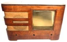 Vintage Crosley 62-TD Tabletop: Wood Shell W/ Grill Cloth 14 X 9 7". Fixed Price $40.00.