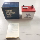 Vtg Red White Bl Mobil Oil Premier Poly 9 Volt Mini Battery Radio Ori Box 3324F. Fixed Price $89.95.