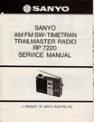 Sanyo Rp 7220 Am/fm/weather-matic Portable Radio Service Manual. Fixed Price $13.00.
