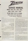 Zenith Model A410, A411, A466, & T2525 Am-fm Ac Radio Service Manual. Fixed Price $15.00.