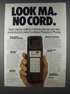 1980 Electra Cordless Freedom Phone Ad - Look Ma. Fixed Price $17.99.