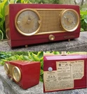 Vtg Rca Victor "golden Throat" Clock Radio Tube 4-C-544 Red & As Is. Fixed Price $89.99.