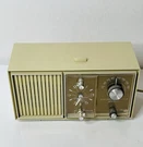 Vintage Radio & Alarm Clock, Solid State, Beige, 120V, Model C-2420F, Works. Fixed Price $15.00.