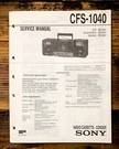 Sony CFS-1040 Radio / Stereo Service Manual *original*. Fixed Price $19.97.