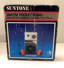 Vintage Suntone Model RR004, Am/fm Pocket Radio, W/headphones, Tested. Fixed Price $12.99.