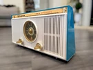 1959 Sylvania 1303 Sputnix Atomic Am Tube Radio Design Aqua Blue Excellent. Fixed Price $895.00.