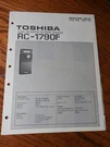 Toshiba RC-1790F Lcd Clock Radio Servie Manual. Fixed Price $15.00.