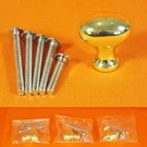 New - Lot Of 3 Bright / Shiny Brass Finish Drawer Cabinet Knobs With Screws. Fixed Price $9.88.