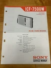 Sony ICF-7500W Fm/am 2 Band Receiver Us Model Service Manual Repair Vintage Oem. Fixed Price $14.99.
