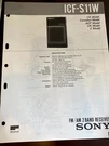 Sony ICF-S11W ICFS11W Service Manual From The Usa **original**. Fixed Price $14.89.