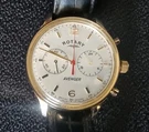 Rotary Avenger Quartz Chronograph Watch White Dial Leather Strap Retro Classic. Fixed Price $128.54.