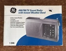 General Electric Portable Am Fm Radio 7-2946 With Instant Weather & Tv Band. Fixed Price $14.99.