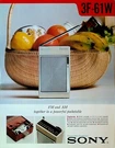 Sony 3F-61W Pocket Transistor Radio Sheet 1970S. Fixed Price $28.21.