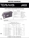 Craig J422, Portable Cassette Recorder, W/ Am/fm Radio, Original Service Manual. Fixed Price $15.00.