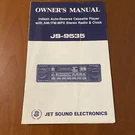 Original Owners Manual Jet Sound Electronics JS-9535 Stereo Cassette Car Radio. Fixed Price $11.99.