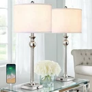 Maxax 28" Modern Table Lamps Set Of For Living Room, Brushed Nickel Buffet .... Fixed Price $98.80.