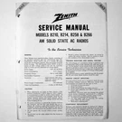 Zenith Models B210 B214 B258 B266 Am A-c Radio Service Manual 1971 New. Fixed Price $9.45.
