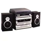 3-SPEED Turntable With Cd Player, Double Cassette Bluetooth, Fm Radio An. Fixed Price $176.00.