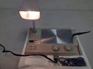 Vintage Ross RE-143 Solid State Lamp-radio Set Open Box. Fixed Price $44.99.