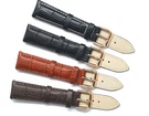 19MM Brown Black Alligator Grain Leather Watch Band Rose Gold Tone Buckle. Fixed Price $12.95.