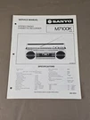 Sanyo Stereo Radio Cassette Recorder M7100K Service Manual D-6077. Fixed Price $54.95.
