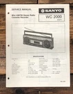 Sanyo WC-2000 WC2000 Stereo Service Manual *original*. Fixed Price $19.97.