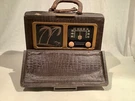 1940 S-1950 Admiral Portable Tube Suitcase Radio 6P32-6E1, Palm Tree & Beach. Fixed Price $85.00.