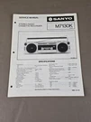 Sanyo Stereo Radio Cassette Recorder M7130K Service Manual D-6080. Fixed Price $54.95.