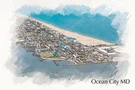 Ocean City Maryland Watercolor Wall Canvas, State. Fixed Price $39.99.