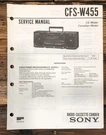Sony CFS-W455 Radio Service Manual *original*. Fixed Price $14.97.