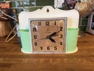 Vtg 1951 Mid Century Telechron Kitchen Clock 2H33 White & Pistachio Ivy Runs. Fixed Price $45.00.