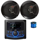 Jvc Marine 2.7" Bt Am/fm/wb Radio Receiver, 2X 6.5" 150W Black Speakers,wire. Fixed Price $323.99.