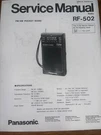 Panasonic RF-502 Service Manual Radio Photocopy. Fixed Price $24.99.