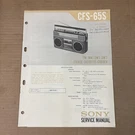Sony CFS-65S Stereo Radio Cassette Original Service Manual. Fixed Price $12.71.