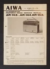 Aiwa AR-143 AR-144 AR-153, Service Manual, Transistor Portable Radio. Japan. Fixed Price $24.99.