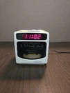 Soundesign Am/fm Cube Alarm Clock Radio Cassette Player # 3833 Wht. Fixed Price $35.00.