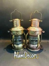 Nautical Iron Bras Antique Finish Oil Lantern Set Of 2 Leeds Burton Anchor Boat. Fixed Price $98.00.